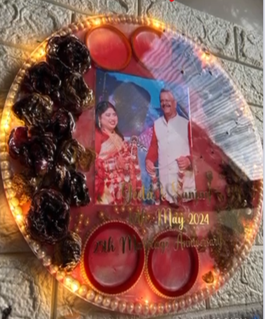 Illuminated Resin Anniversary Plaque with Photo and Rings