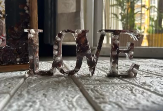 Resin Letter Word "LOVE" with Pearl Embellishments