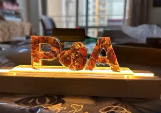 Illuminated Resin Letter Initials (P&amp;A) with Heart Symbol