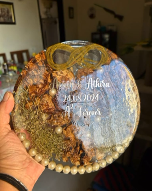 Personalized Resin Plaque with Couple Names, Date, and Infinity Symbol