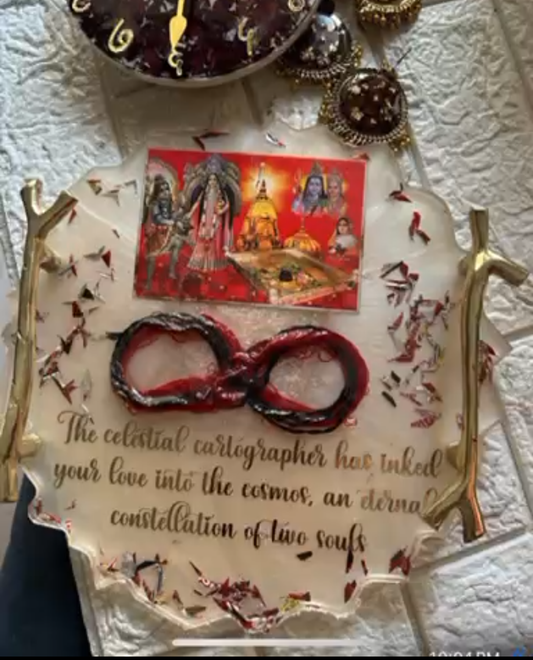 Resin Tray with Religious Imagery, Infinity Symbol, and Romantic Quote