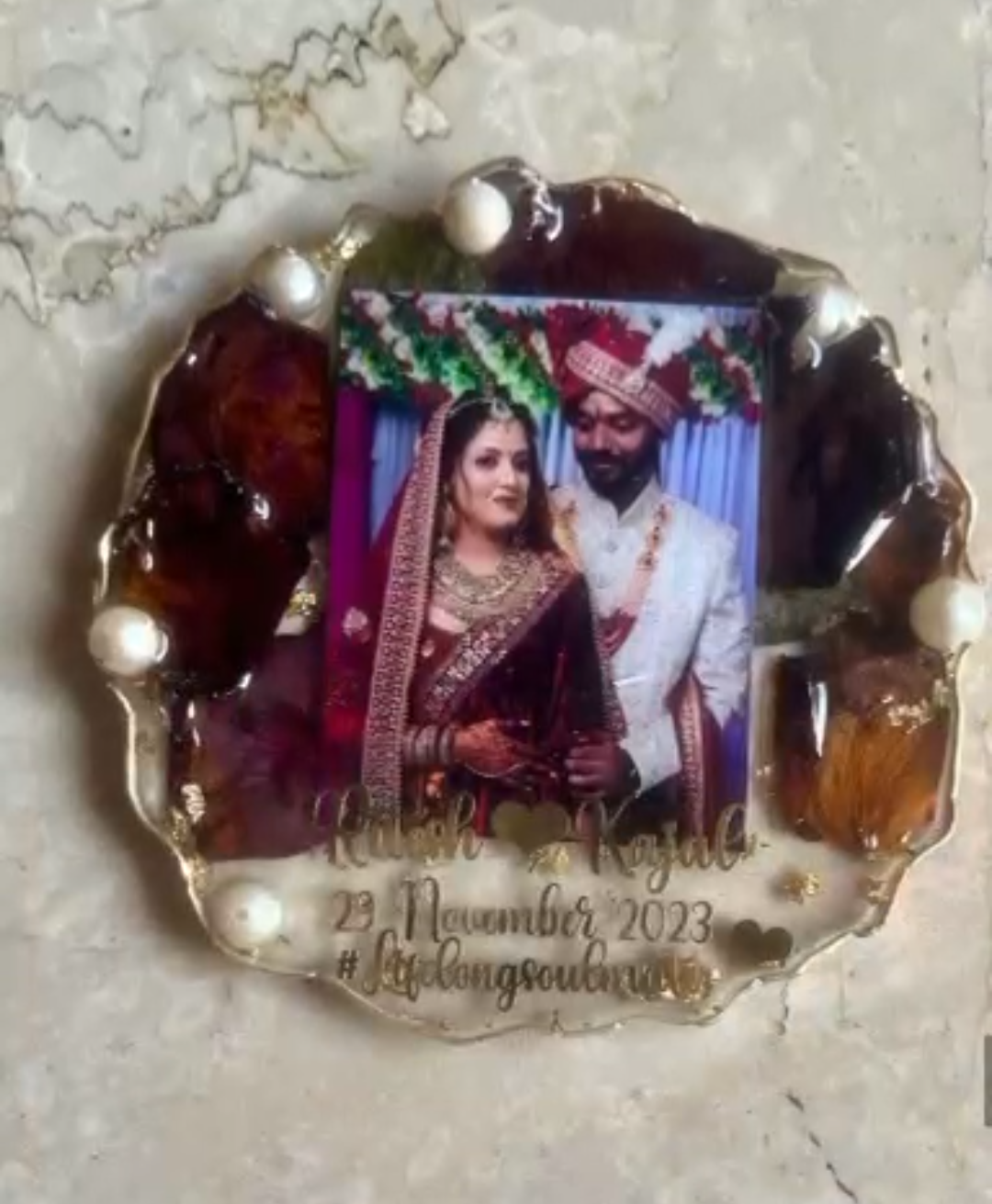 Personalized Wedding Date Resin Keepsake