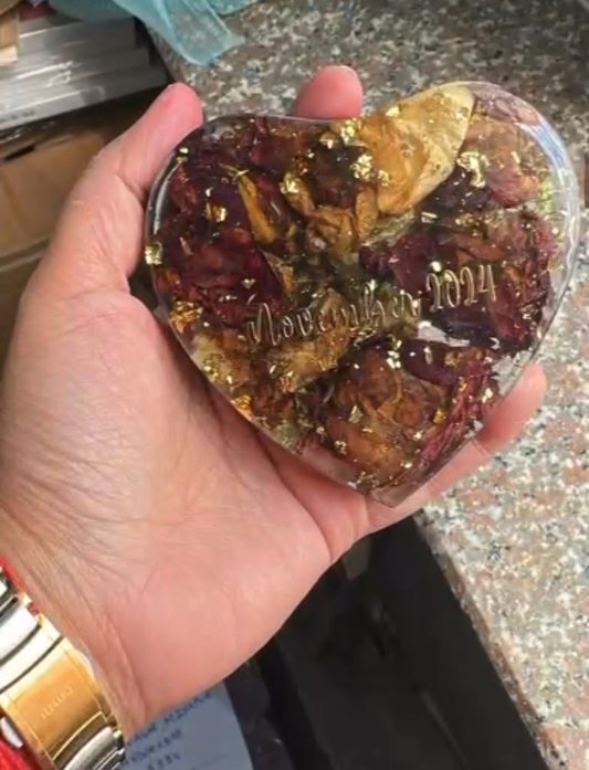Heart-Shaped November 2024 Resin Keepsake