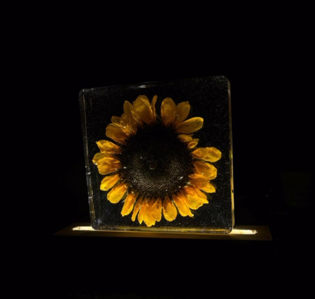 Luminous Sunflower Resin Block