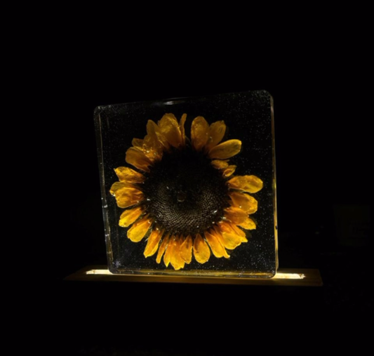Luminous Sunflower Resin Block