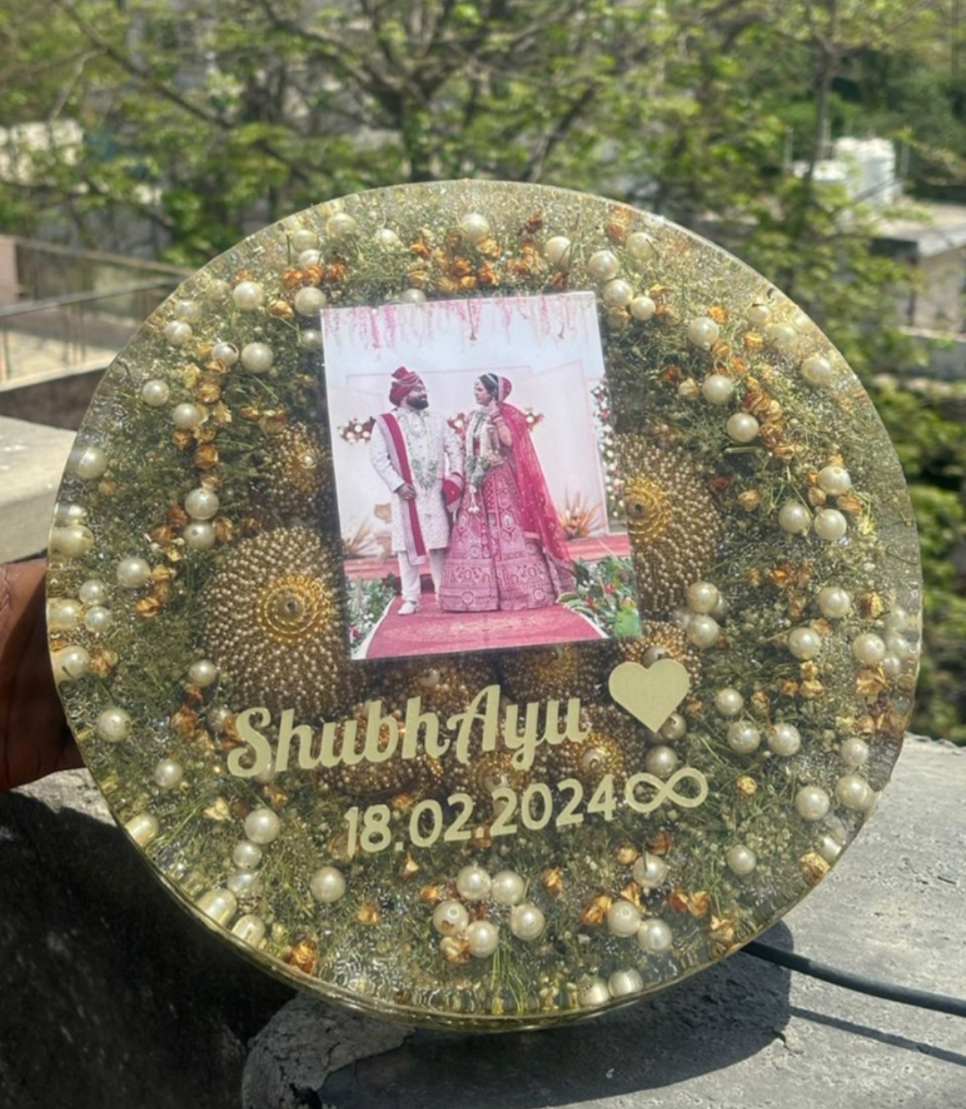 Circular Bloom & Memory Resin Plaque