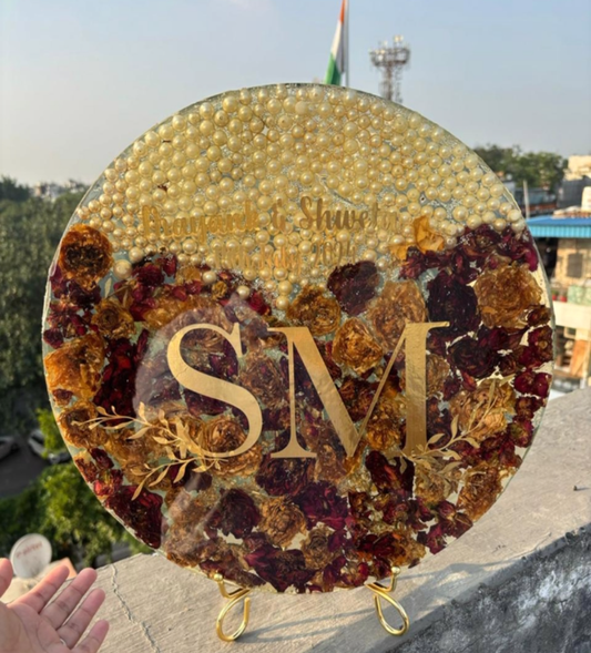 Golden Bloom Monogram Plaque