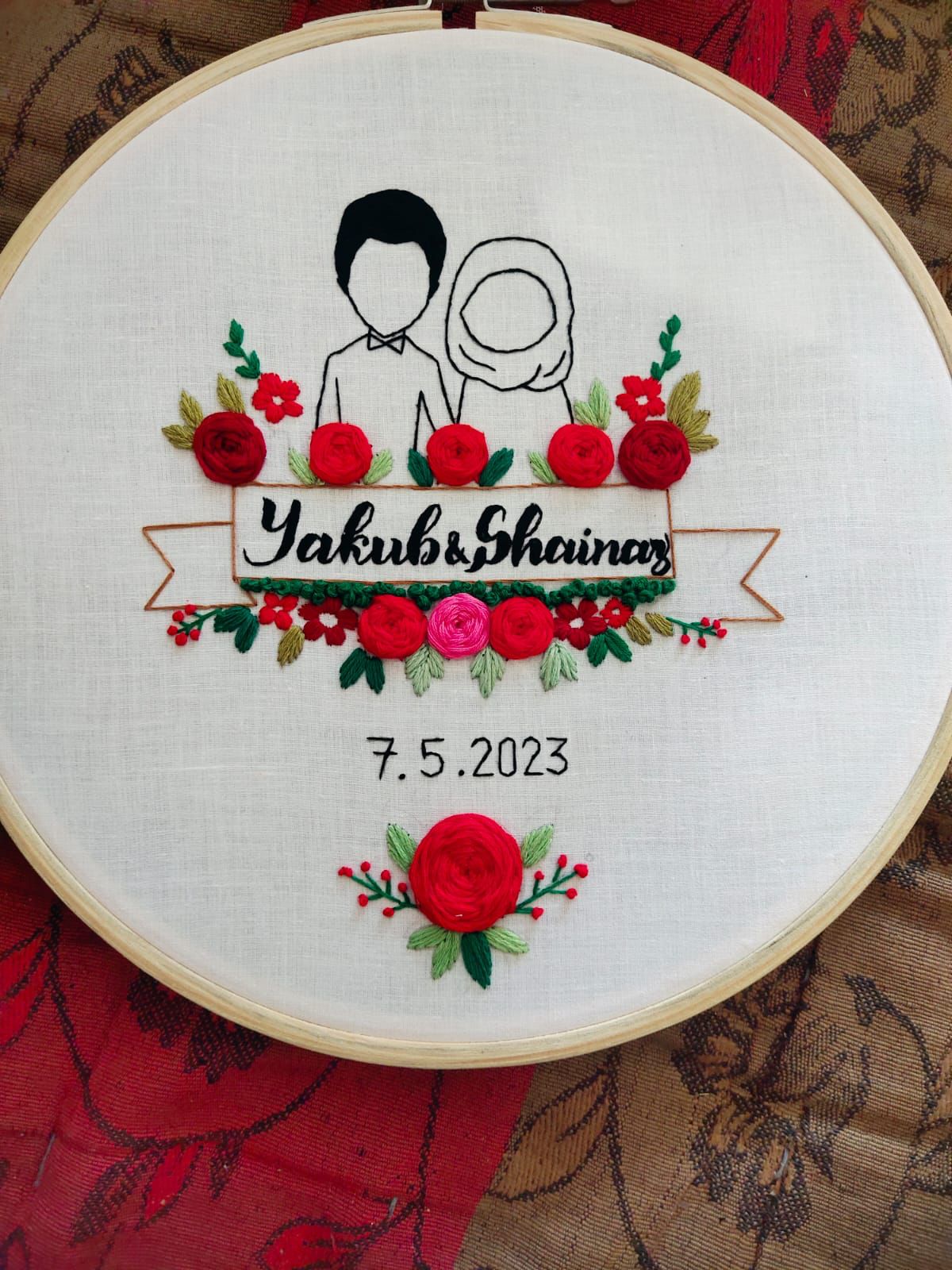 Couple name in embroidery hoop
