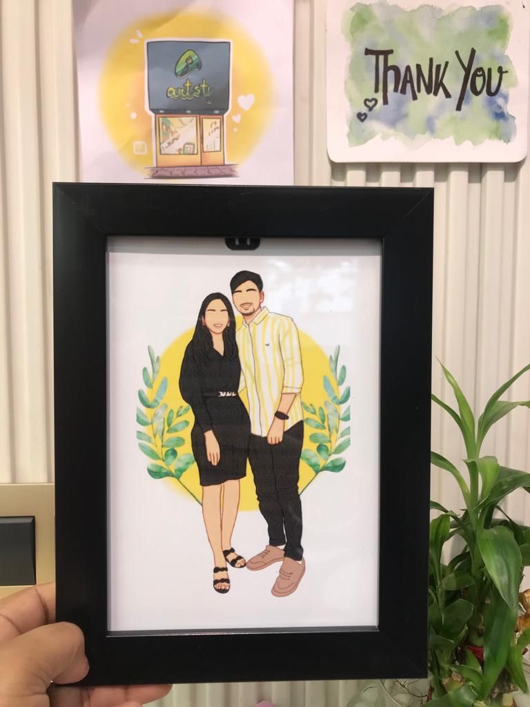 Customized couple illustration photo frames