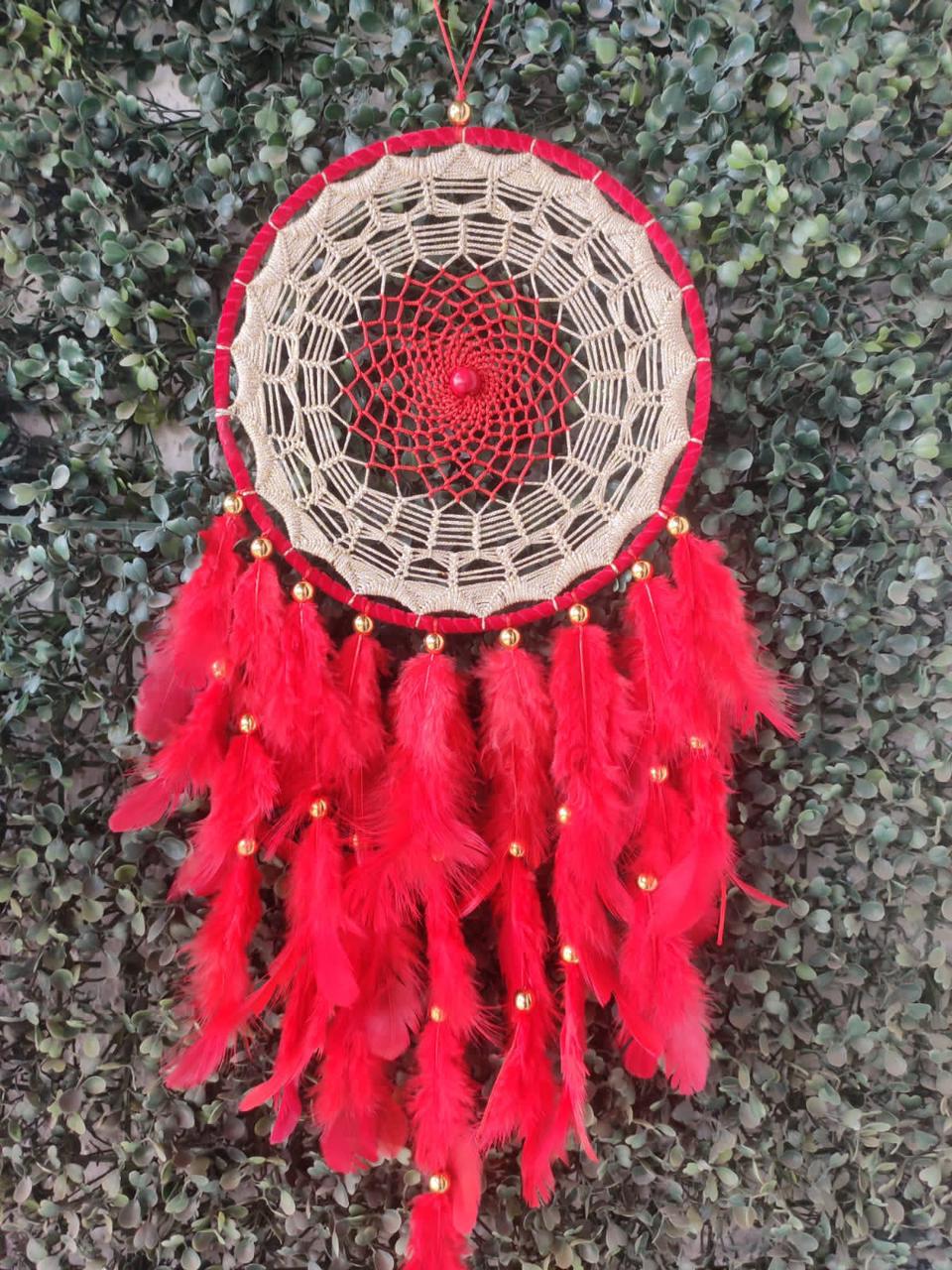 Let's catch dream- Red and White Dreamcatcher