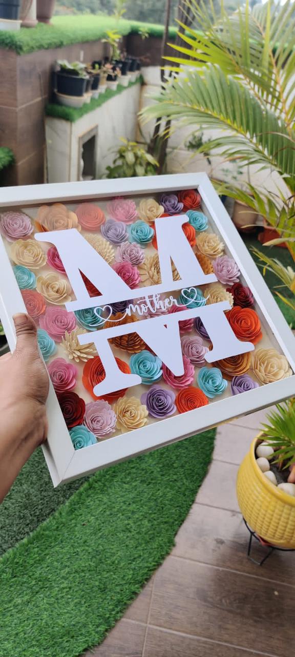 Paper Petal- Personalized Mom Flower Shadow Box Custom Name Gift