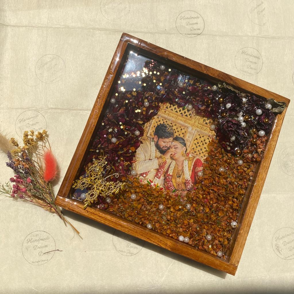 Beautiful Resin Flower Preservation in Wooden Frame
