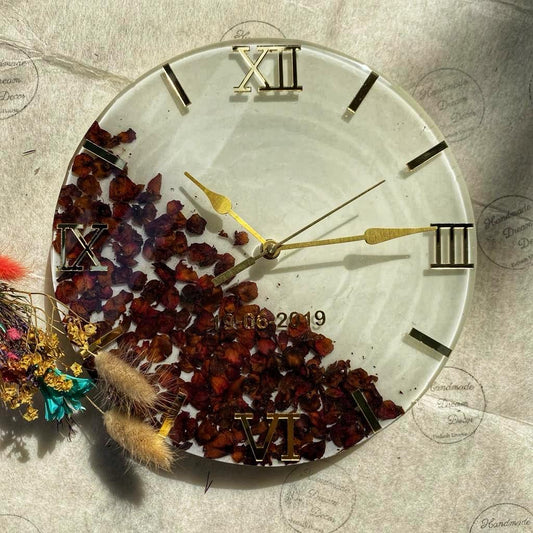 Resin Real Rose Preserved in Clock