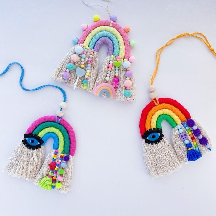 Macrame Rainbow Car Mirror Hanging (Single)