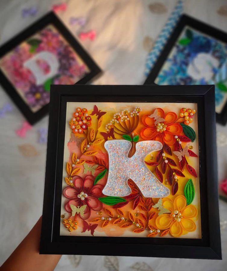 Quilled Floral Customized Initial Letters ( A-Z)