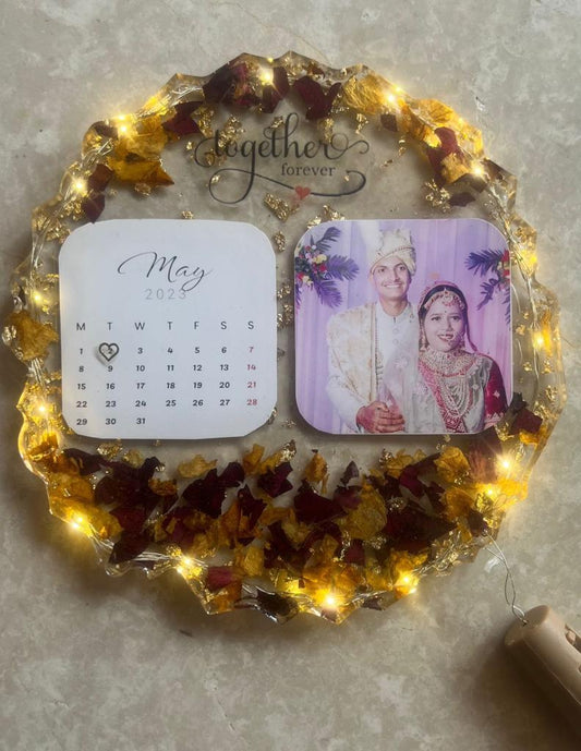 Memory Frame: Personalised varmala preservation Resin Frame With Calendar
