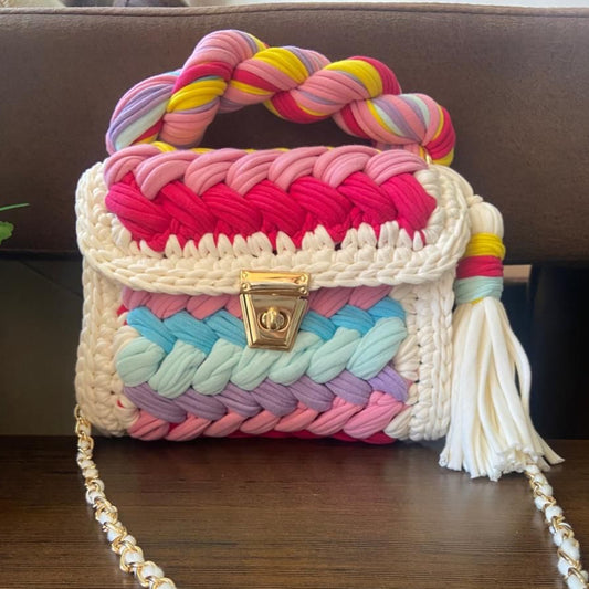 Crochet Handmade Sling Bag in multicolour