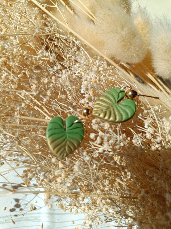 Palm Leaf Polymer Clay Earrings