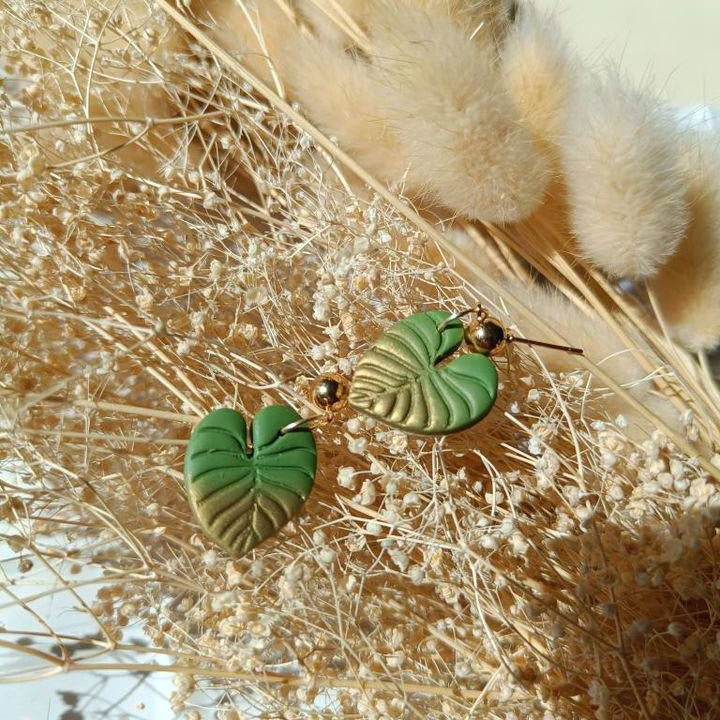 Palm Leaf Polymer Clay Earrings