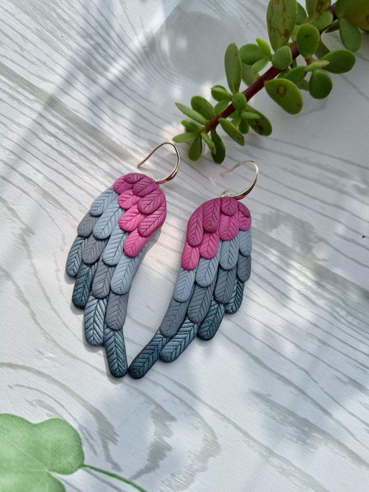 Angel wings bohemian clay earrings