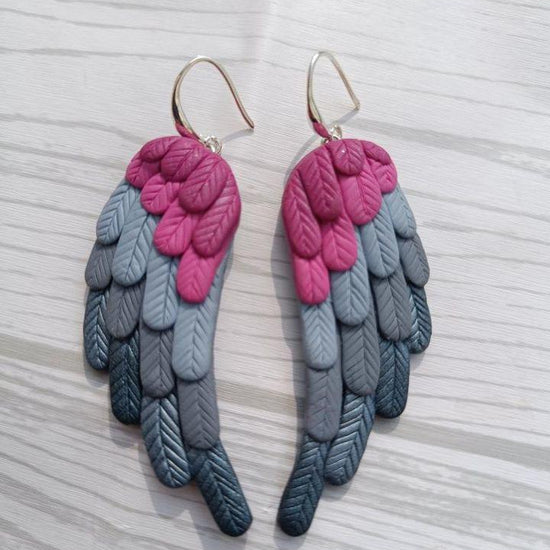 Angel wings bohemian clay earrings