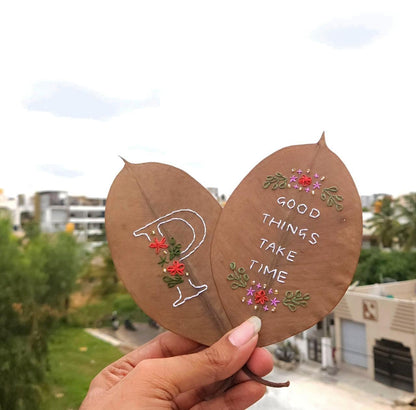 Nature's Tapestry Embroidered Leaf Art