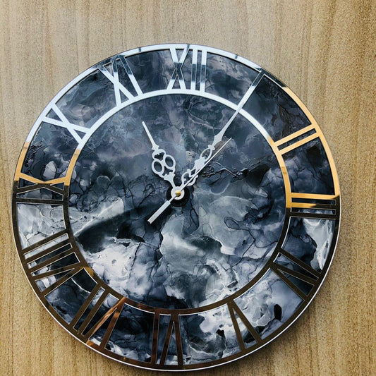 Black Ocean Epoxy Resin Wall Clock