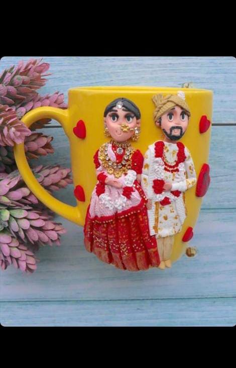 Sip of Happiness: Artistic Polymer Clay Art Coffee Mug for Couples