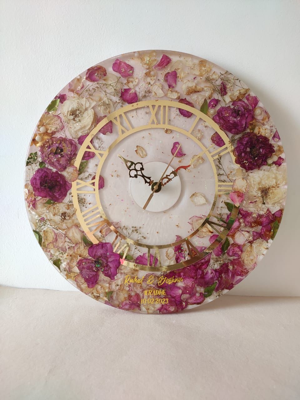 Petal Perfection: Floral Resin 16 inches Wall Clock