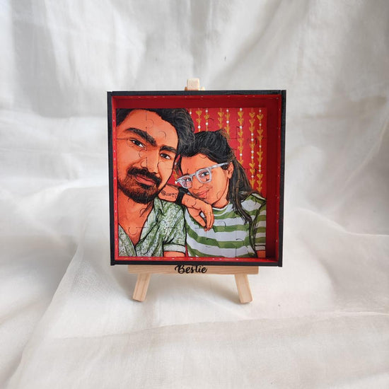 Piece of Our Story: 4 Inches Hand-Painted Couple Puzzle Keepsake - 25 Pieces