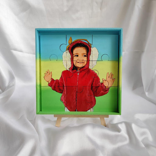 Mini Marvels: Colorful Hand-Painted Jigsaw Puzzle for Kids (4*4 Inches, 9 Pieces)