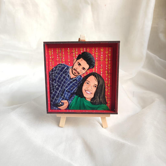 Piece of Our Story: 4 Inches Hand-Painted Couple Puzzle Keepsake - 25 Pieces