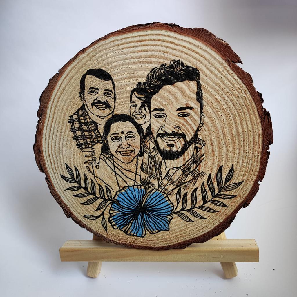 Double Delight: Artistic Hand Painting on 8-Inch Wooden Slice