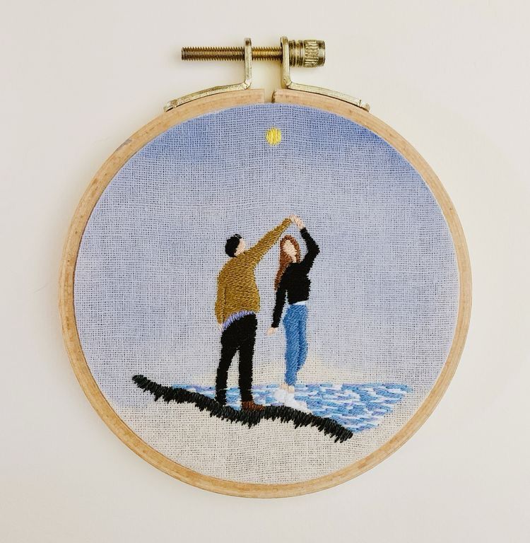 Love's Tapestry Embroidered Couple's Hoop