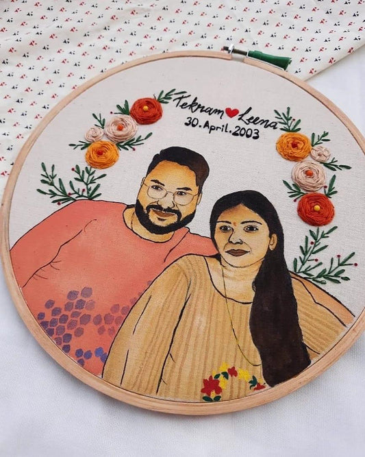 Forever Together: Handcrafted Couple Portrait Hoop