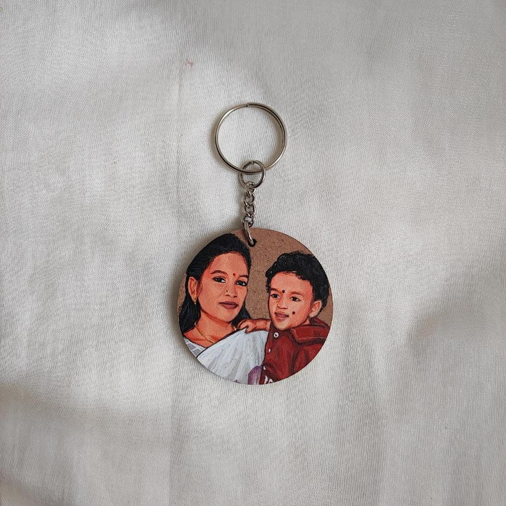 Brushstrokes of Love: Personalized Hand-Painted Keychain for Couples