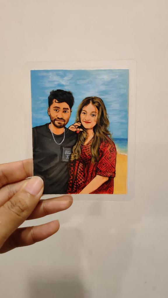 Pocket-Sized Art: Couple Hand-Painted Mini Portraits