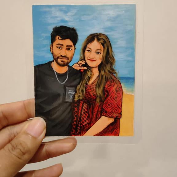 Pocket-Sized Art: Couple Hand-Painted Mini Portraits