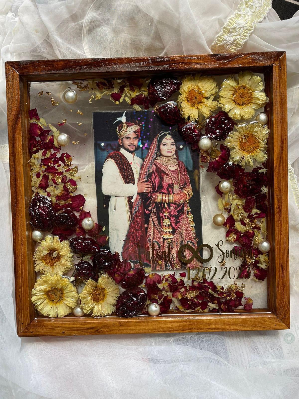 Captivating varmala Resin Flower preservation Immortalization in Wooden Frame with Picture