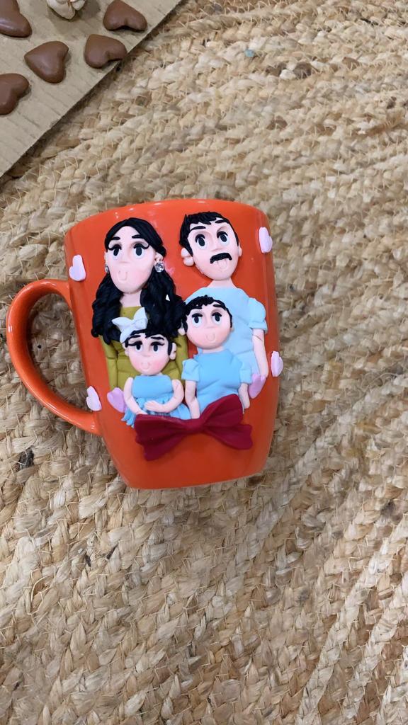 Family Bliss: Handcrafted Clay Mugs Celebrating Togetherness