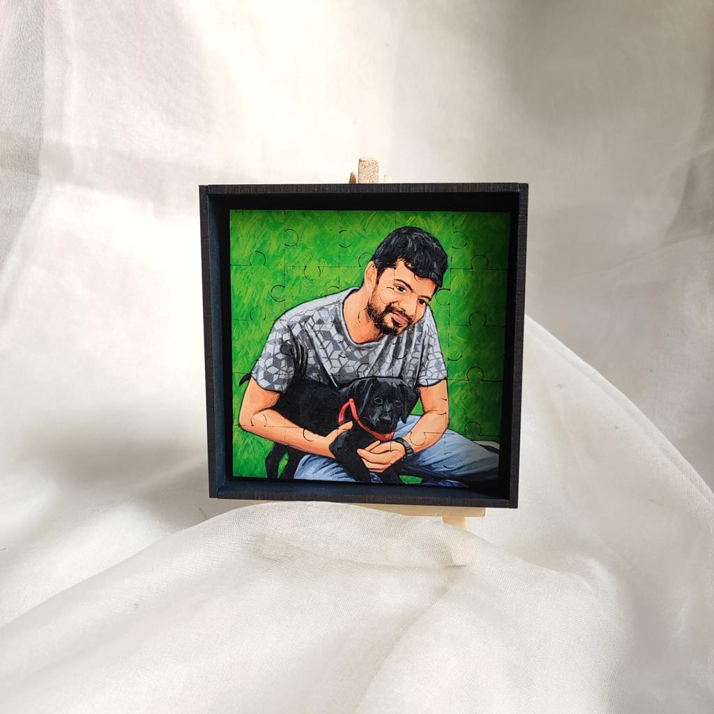 Piece of Our Story: 4 Inches Hand-Painted Couple Puzzle Keepsake - 25 Pieces