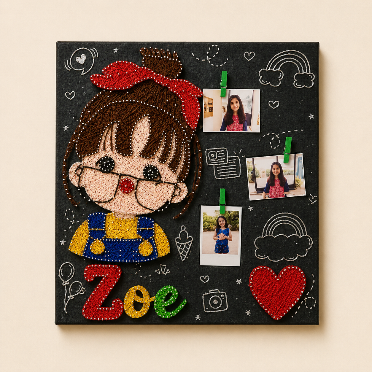 Artsty Personalized Kids String Art Photo Frame