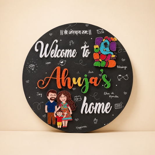 Artsty Welcome Home Family String Art Name Plate