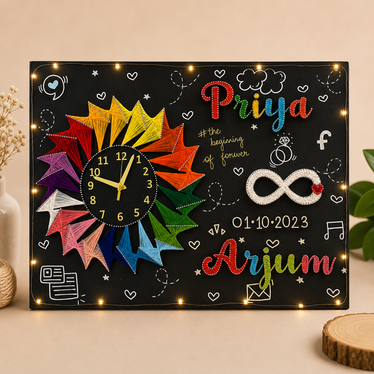 Artsty Couple String Art Wall Clock