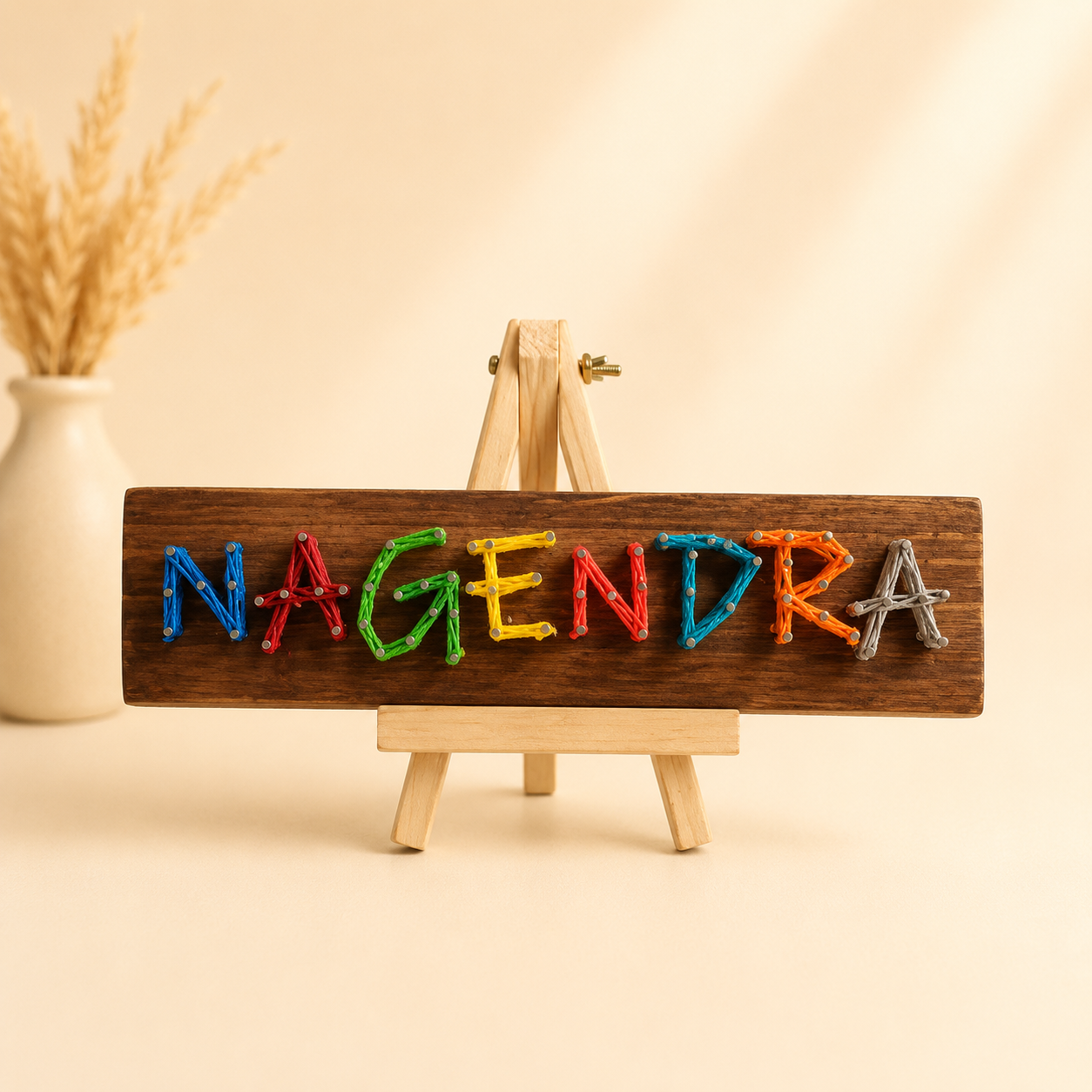 Colorful Tapestry Personalized Name String Art in Vibrant Hues