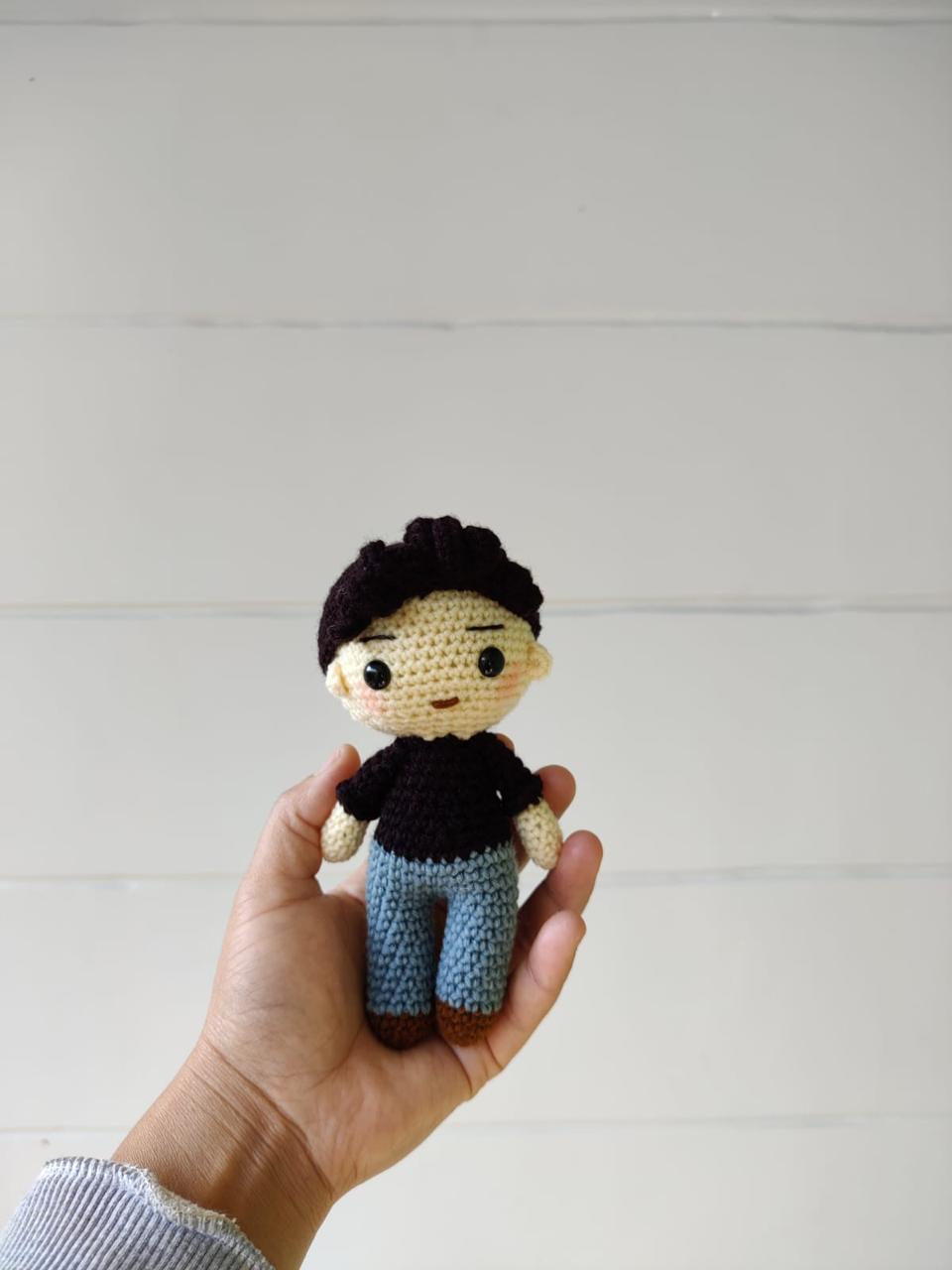 Cozy Knit Charmers Crochet Doll keyring size