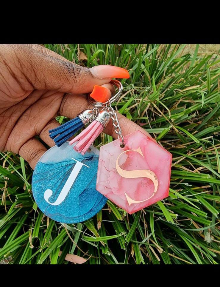 IntoxiCrafted: Handmade Alcoholic Ink Resin Letters keychain