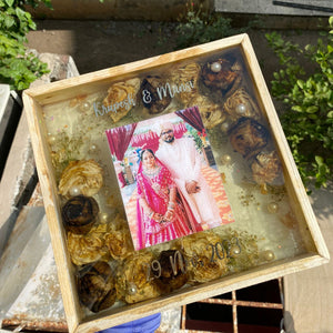 Wooden Whispers: Handcrafted Pinewood Floating varmala flower Preservation