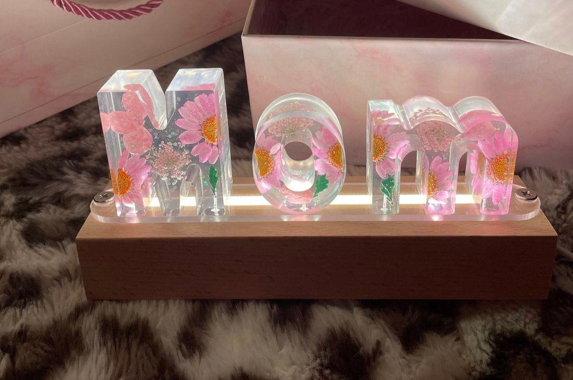 Resin Radiance: Personalized Initials with lamp 2.5 inch each letter
