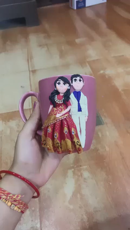 Sip of Happiness: Artistic Polymer Clay Art Coffee Mug for Couples